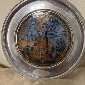1987 US Historical Society Constitution Bicentennial  Stained Glass Pewter Plate